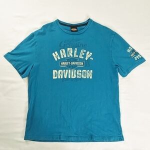 Teal Blue Green Highland Harley Davidson Short Sleeve Tee Somerset Pennsylvania